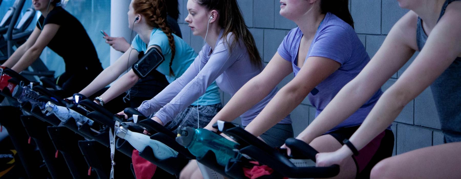 a group of women working out