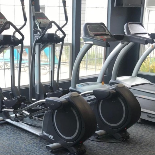 a gym with exercise equipment
