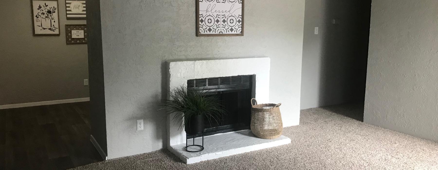 a fireplace in a room